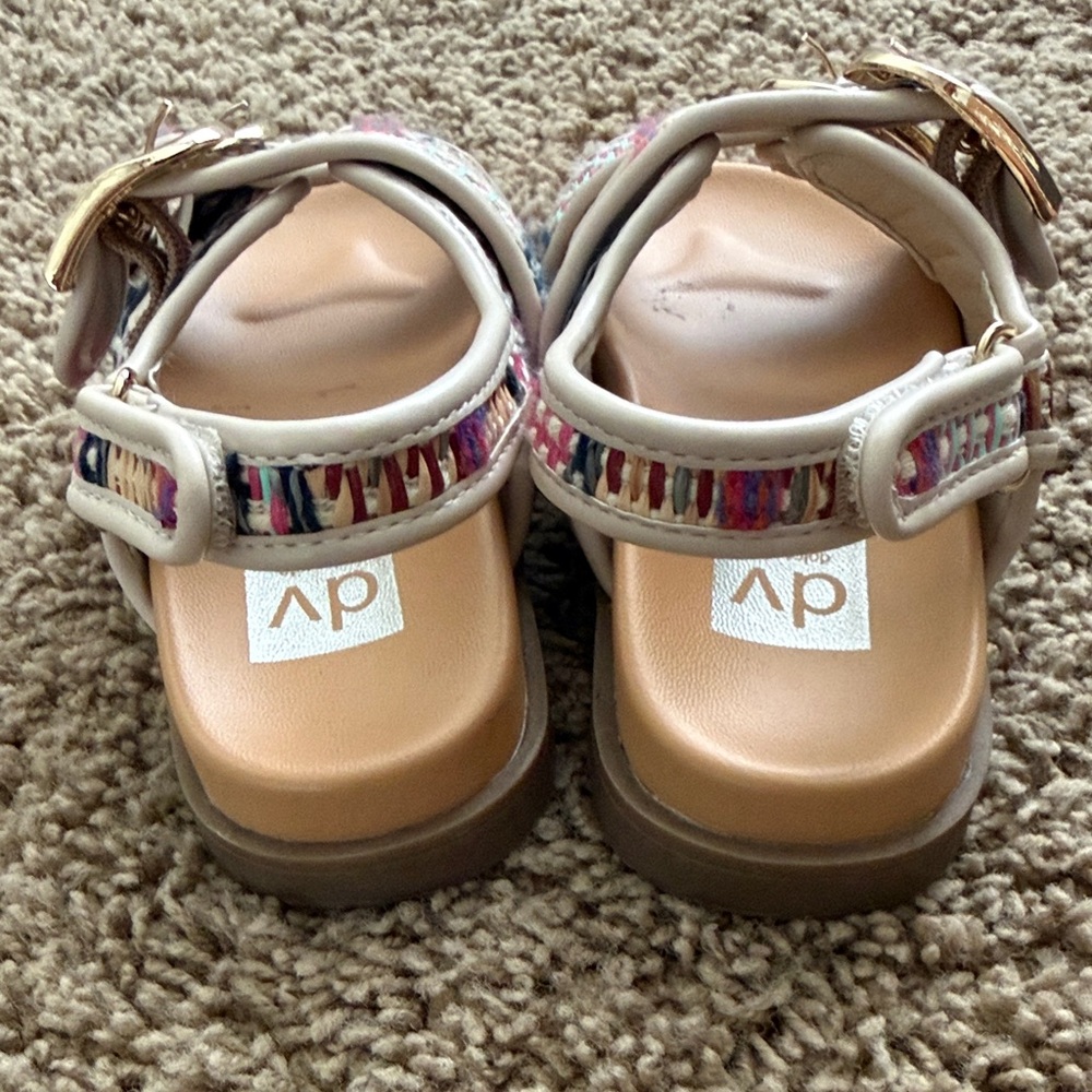 DV by Dolce Vita White Multicolor Woven Buckle Kids Sandals - Picture 3 of 6